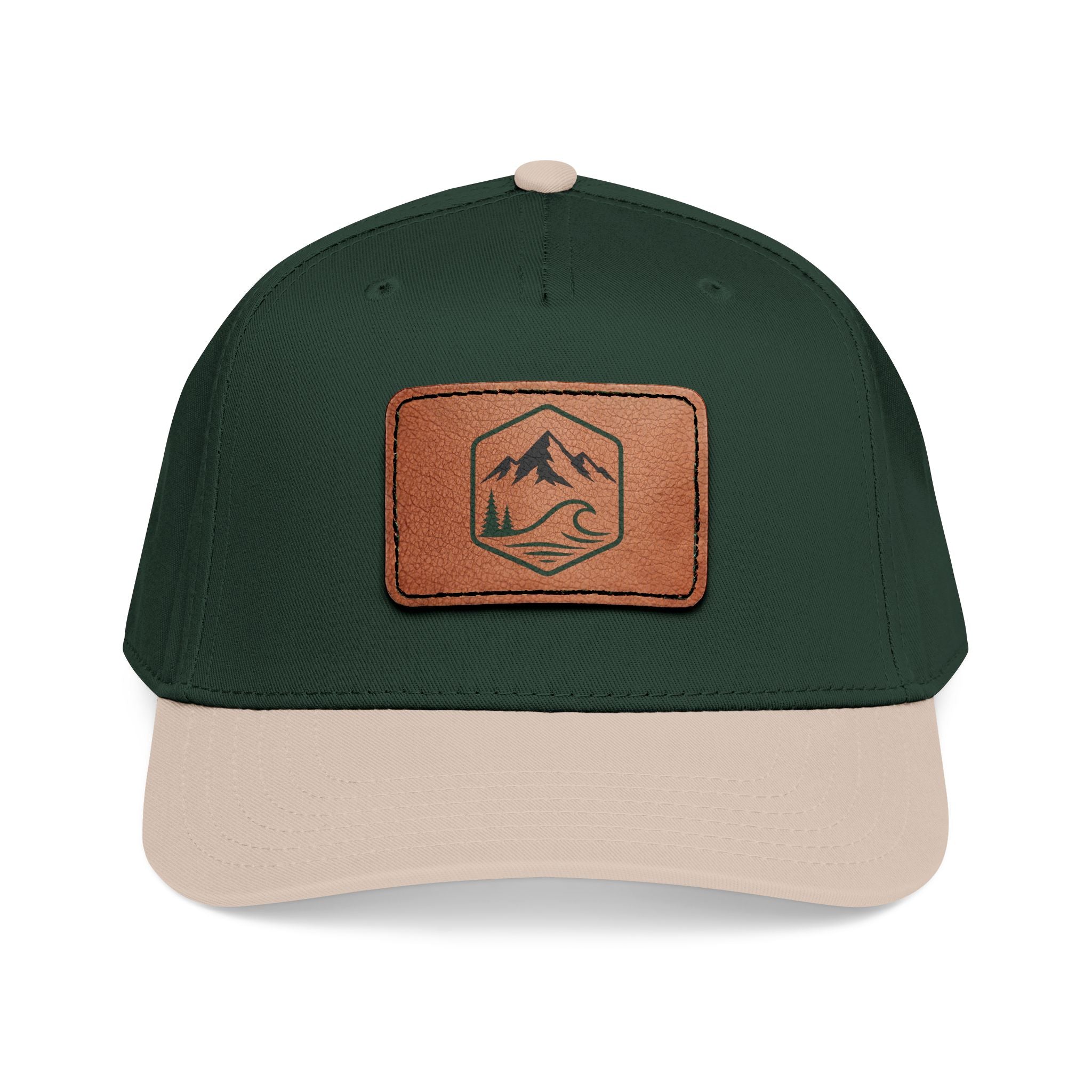 Leather Timber Wave Patch Outdoors Baseball Cap