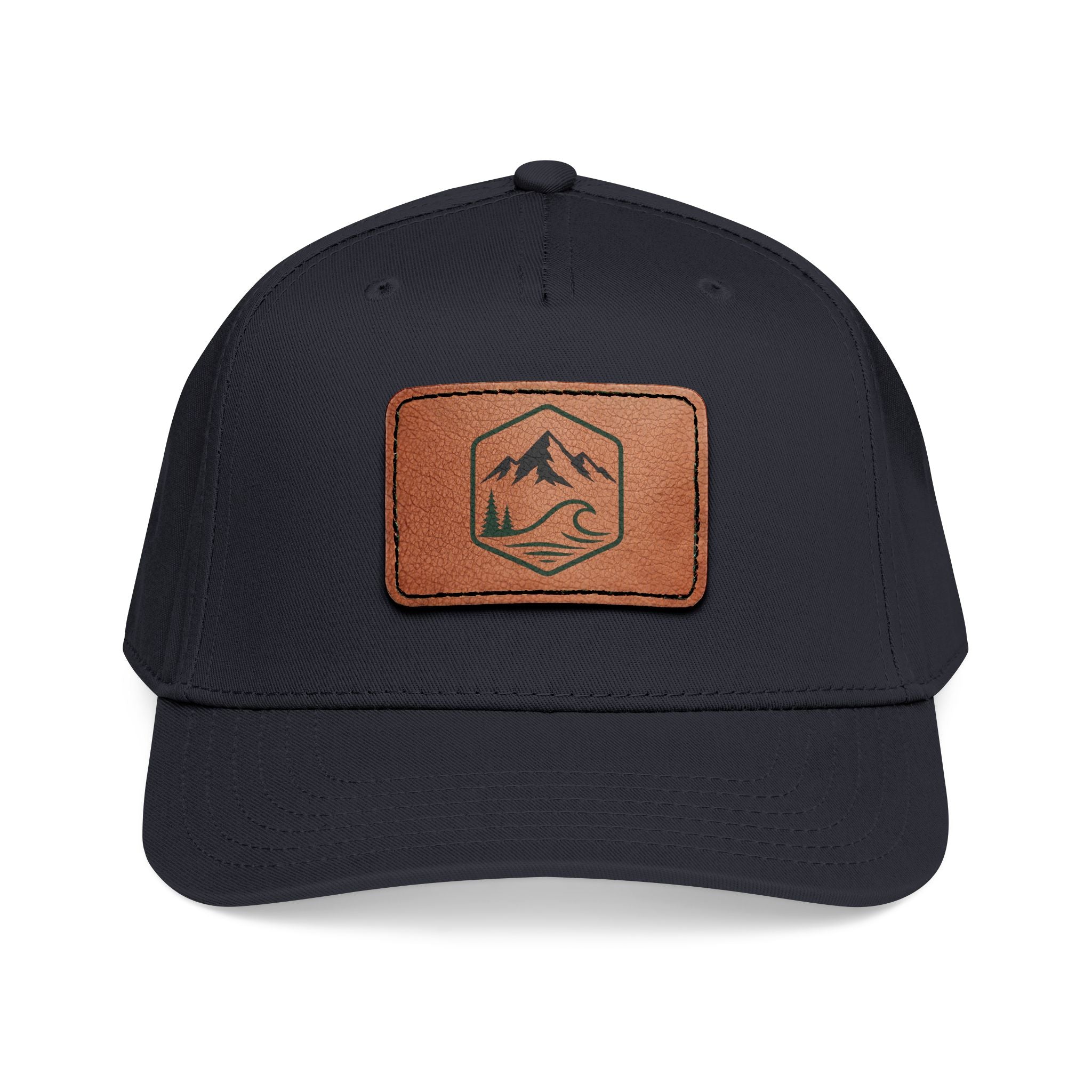Leather Timber Wave Patch Outdoors Baseball Cap
