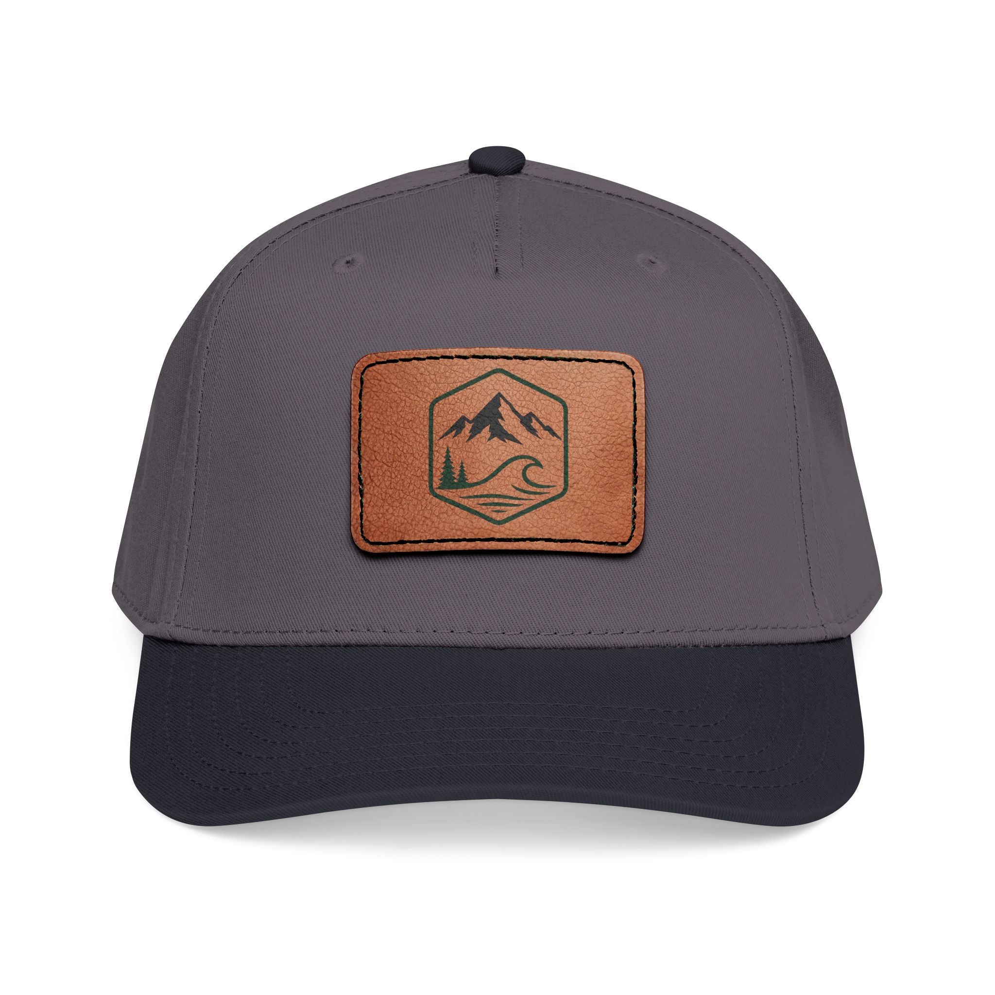 Leather Timber Wave Patch Outdoors Baseball Cap