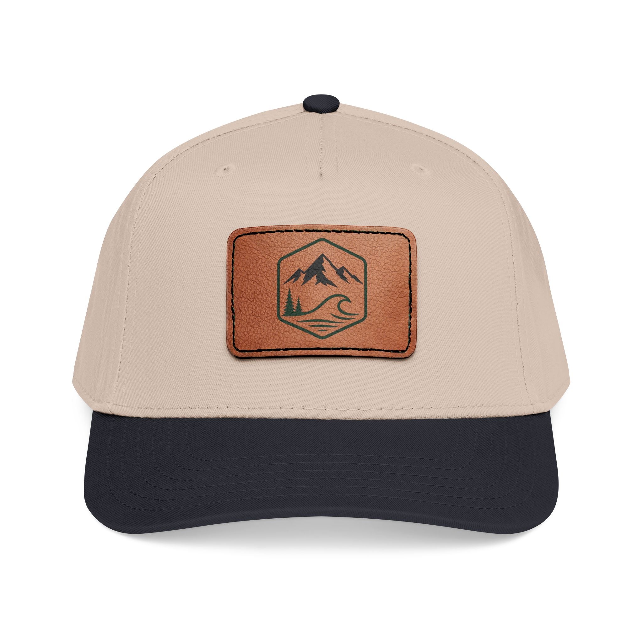 Leather Timber Wave Patch Outdoors Baseball Cap
