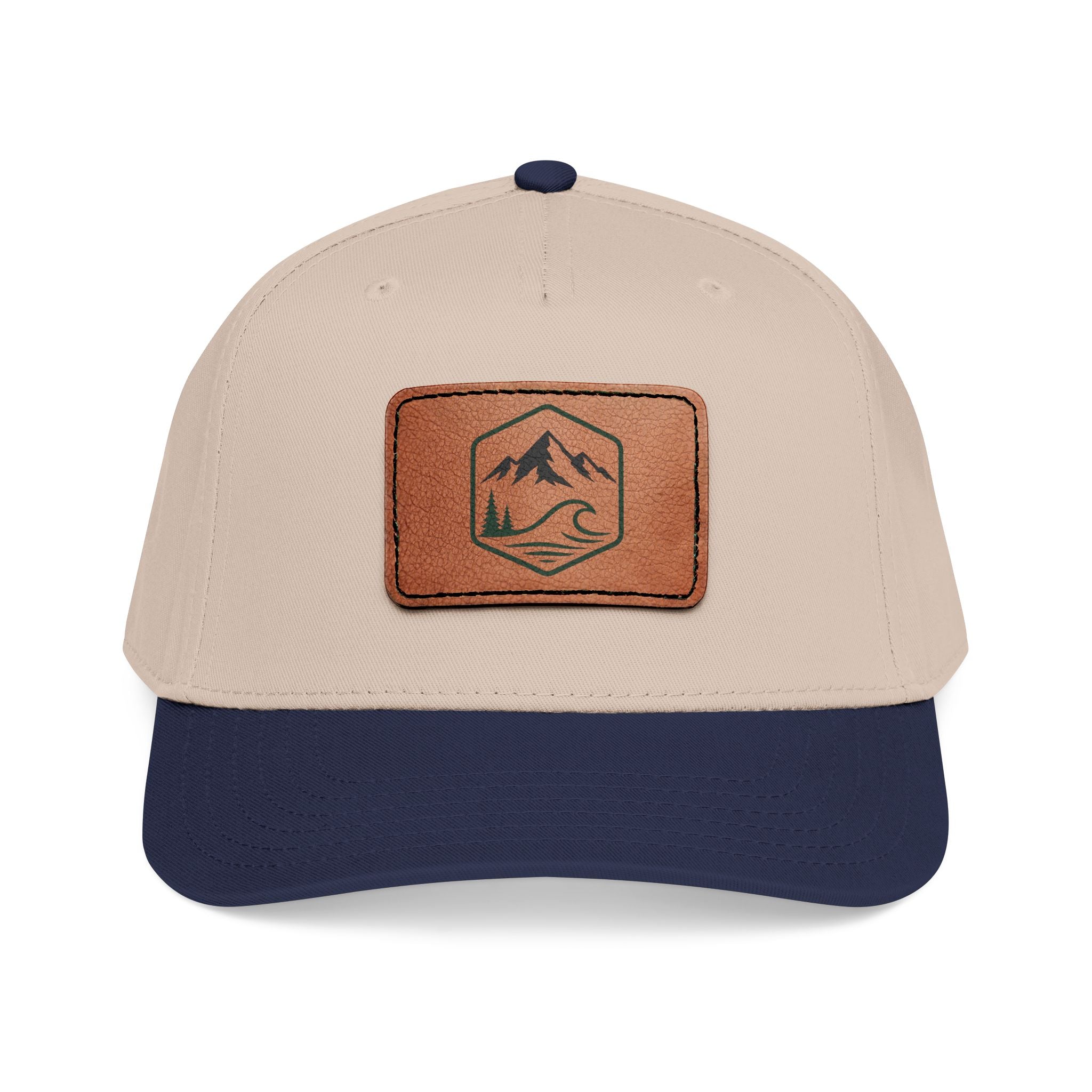 Leather Timber Wave Patch Outdoors Baseball Cap