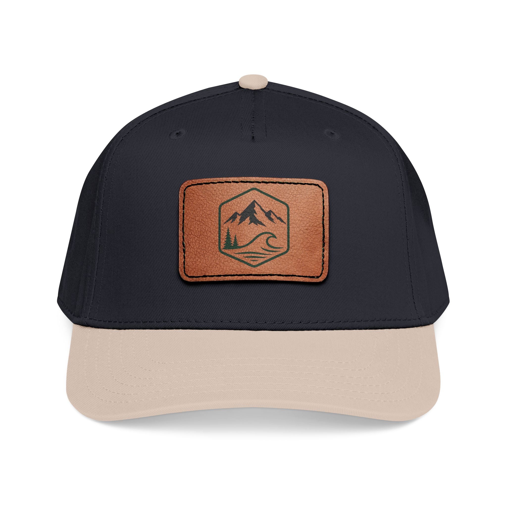 Leather Timber Wave Patch Outdoors Baseball Cap
