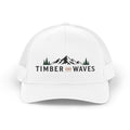 Timber and Waves Trucker Hat — Retro Mountain & Ocean Mesh Cap