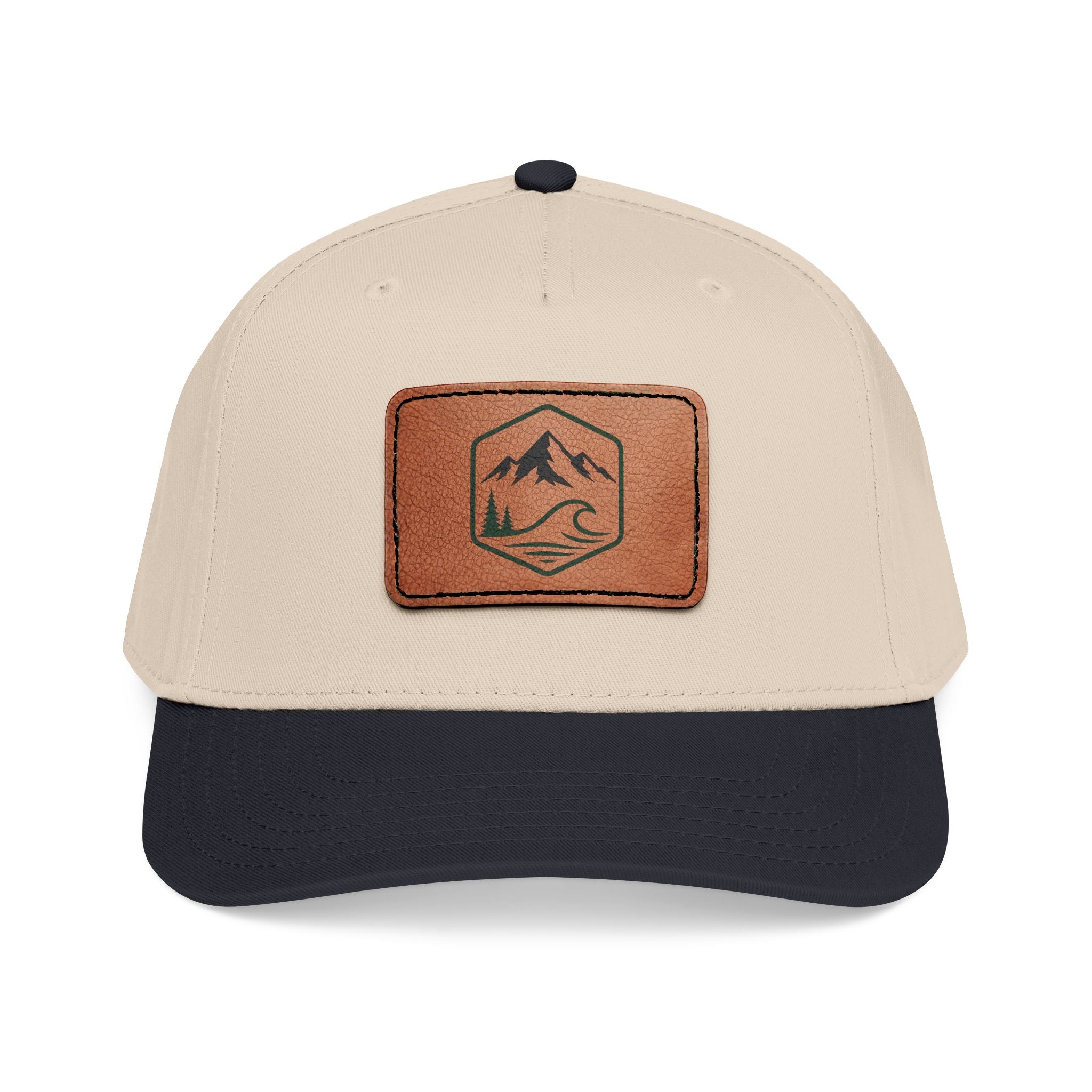 Leather Timber Wave Patch Outdoors Baseball Cap