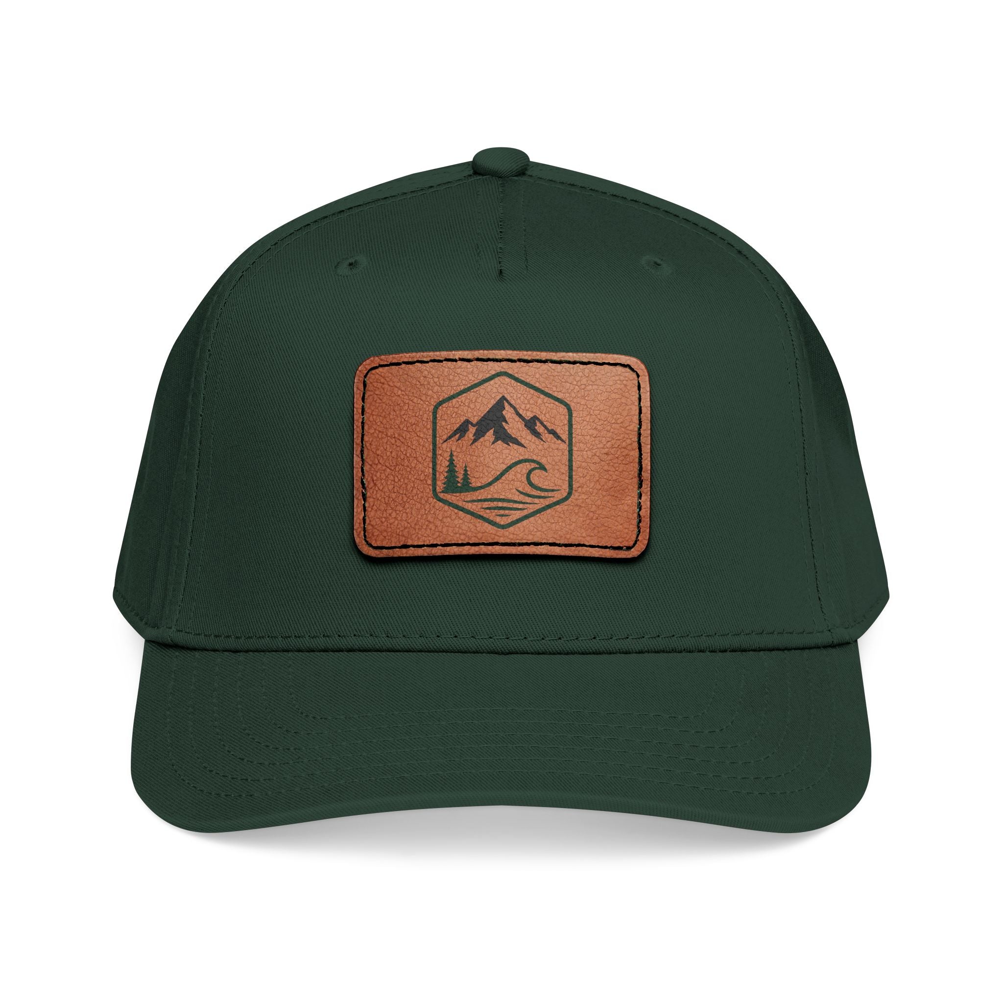 Leather Timber Wave Patch Outdoors Baseball Cap