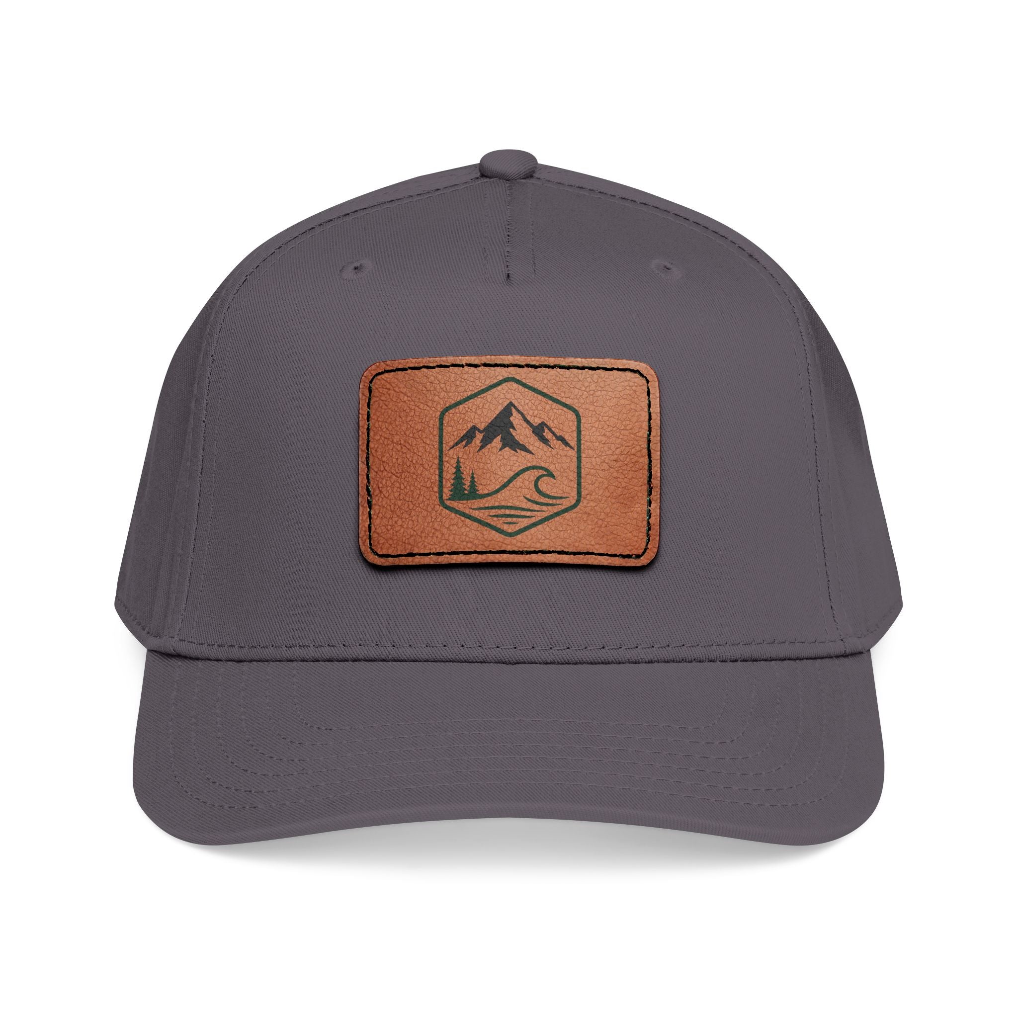 Leather Timber Wave Patch Outdoors Baseball Cap