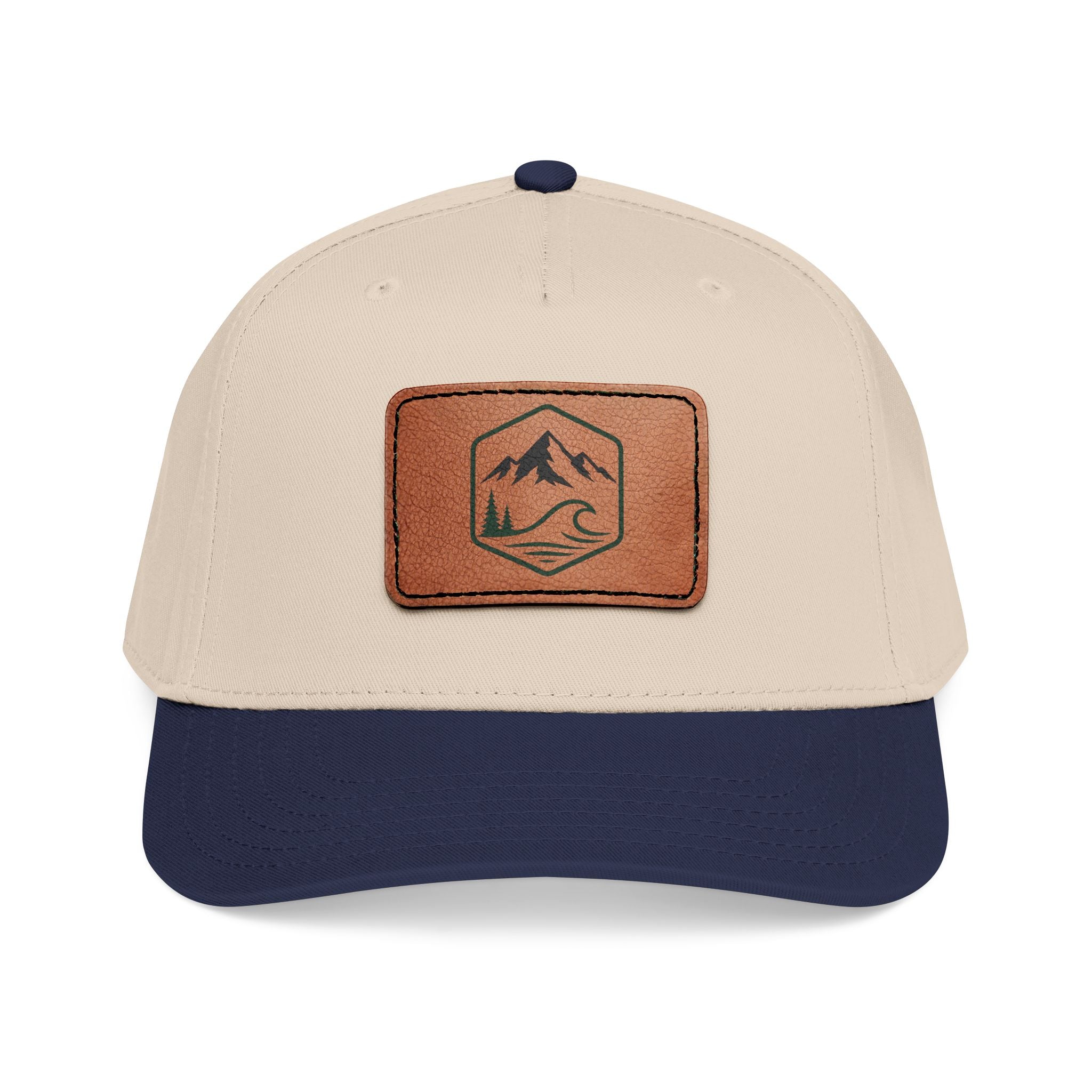 Leather Timber Wave Patch Outdoors Baseball Cap